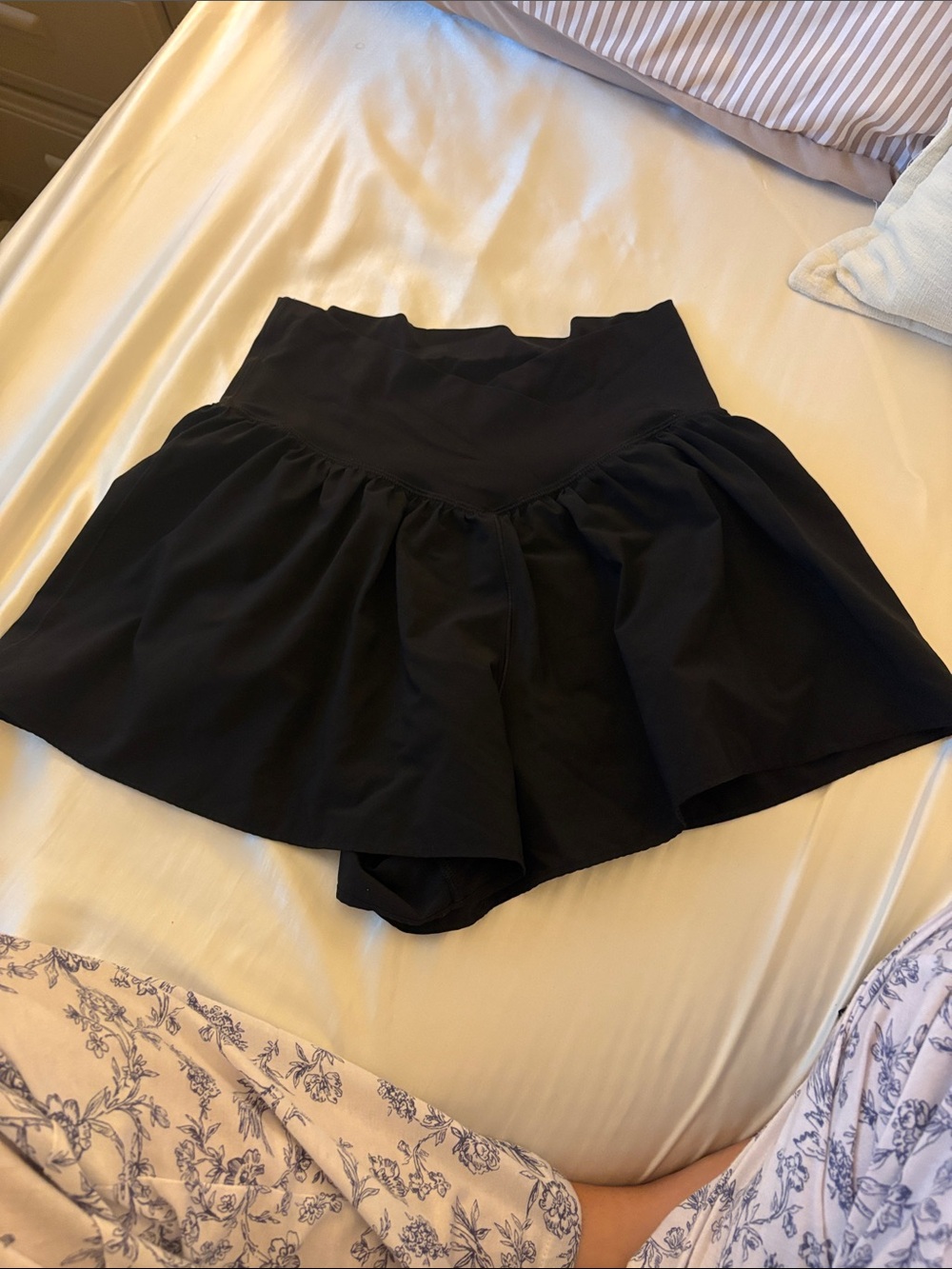 Aerie Black Women's High-Waist Flared Shorts Crossover